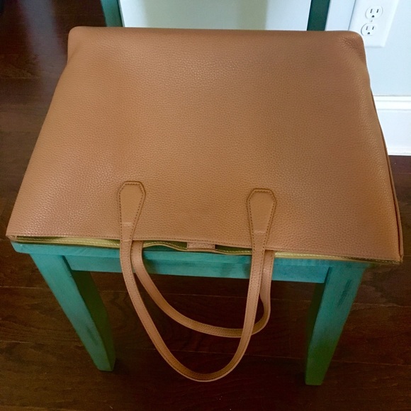 TORY BURCH LEATHER PERRY TOTE - BARK & GOLD - Picture 3 of 8